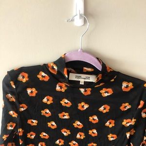 Diane Von Furstenberg Remy Flower Mesh Top